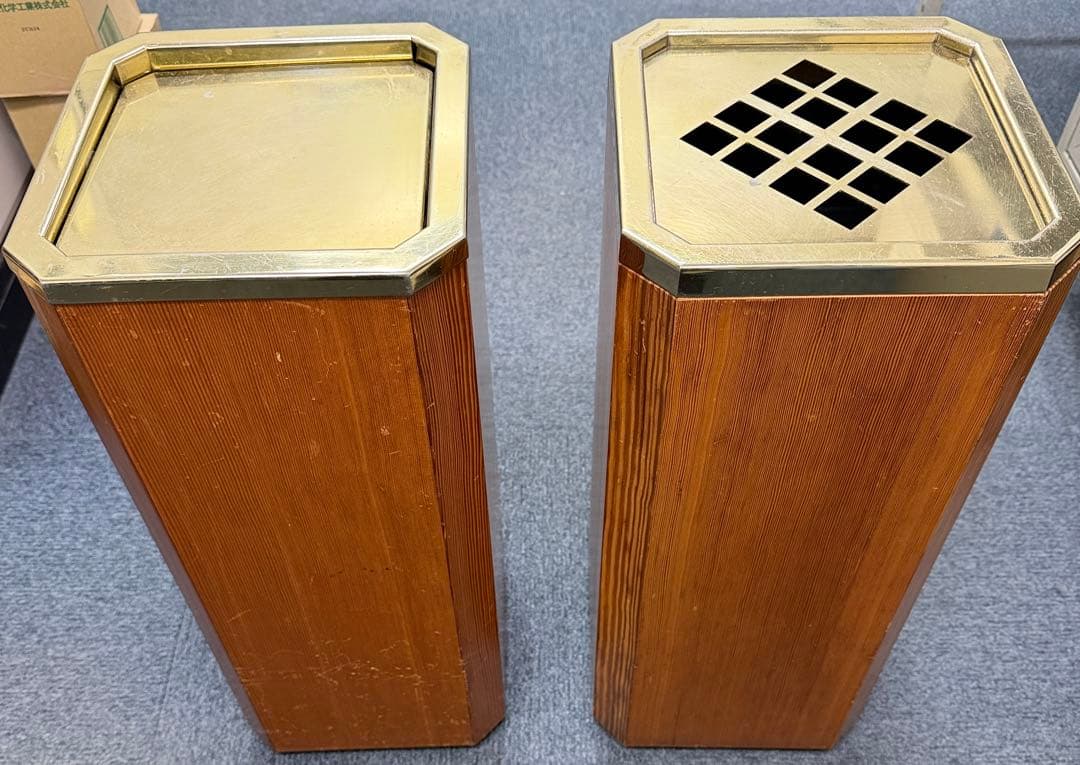 ホテル　旅館　木製灰皿&木製ゴミ箱 スタンドタイプ