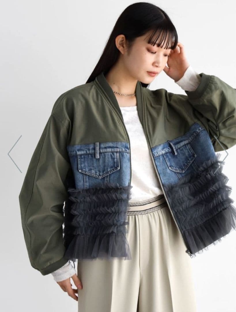 RADIATE デニム×チュールドッキングブルゾン