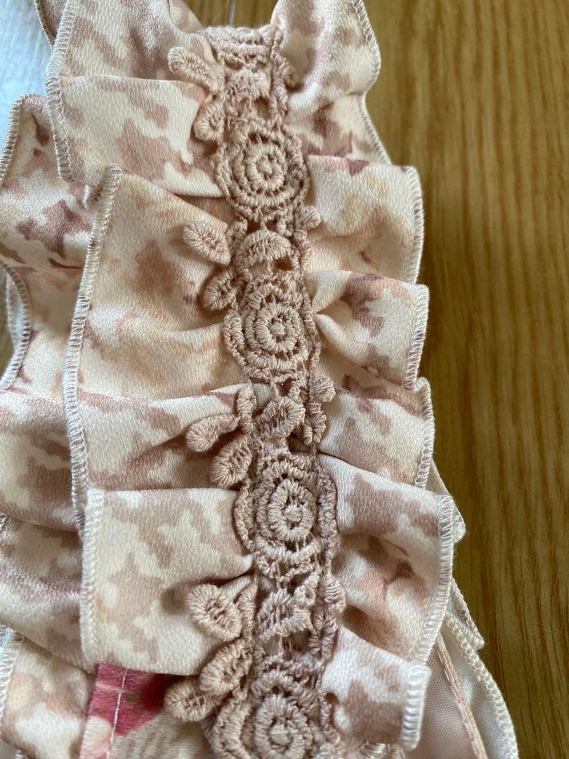 LIZ LISA チェック花柄ジャンスカワンピース ピンクベージュ