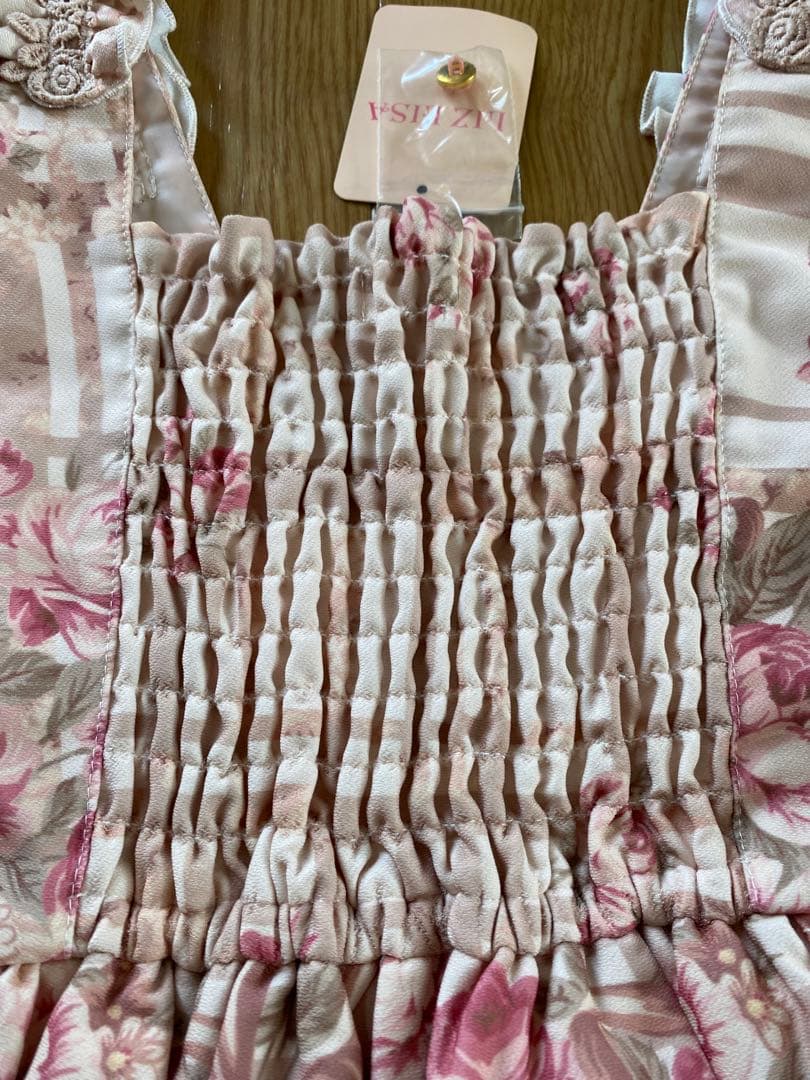 LIZ LISA チェック花柄ジャンスカワンピース ピンクベージュ