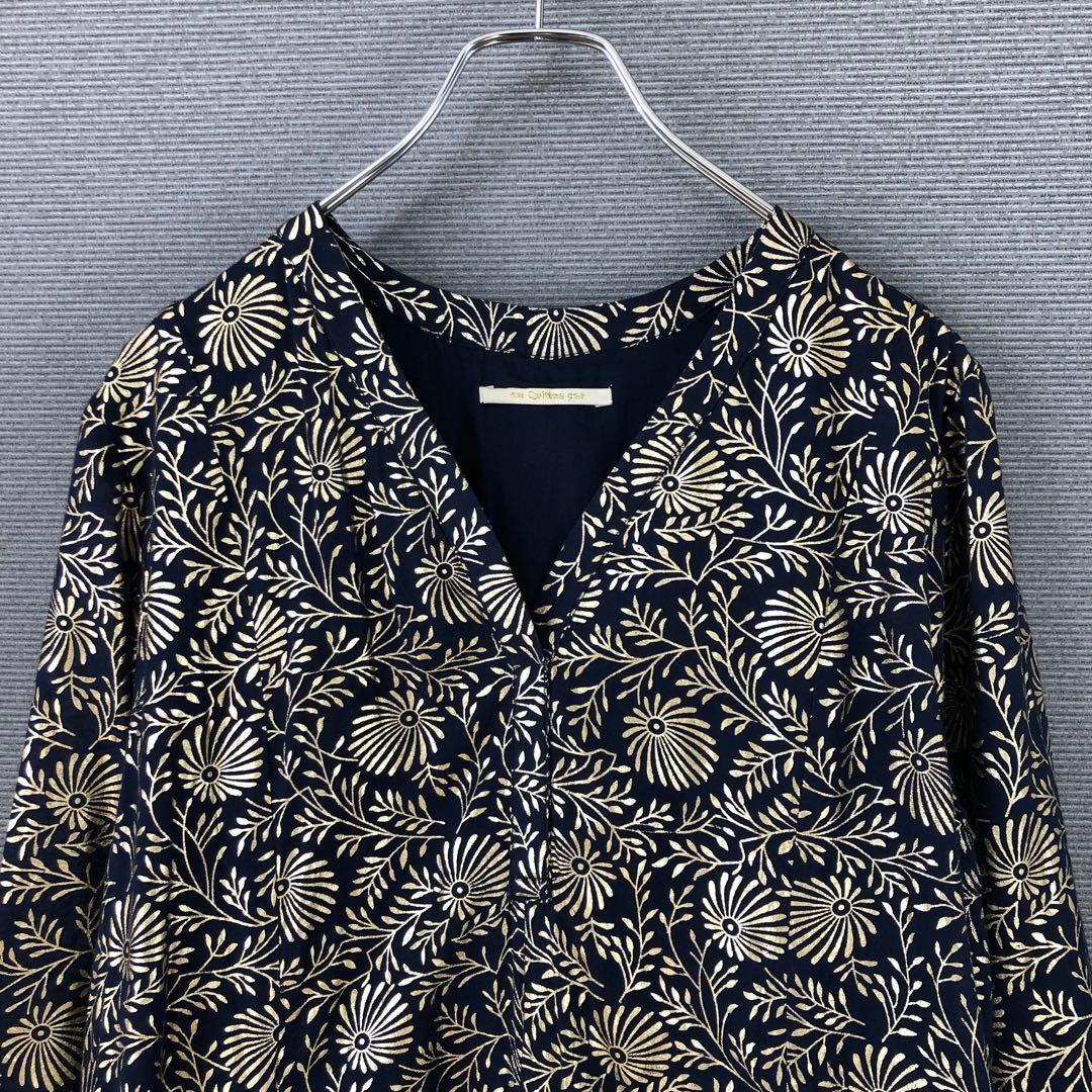 ヌキテパ Foil Flower Print Panel Dress ゴールド