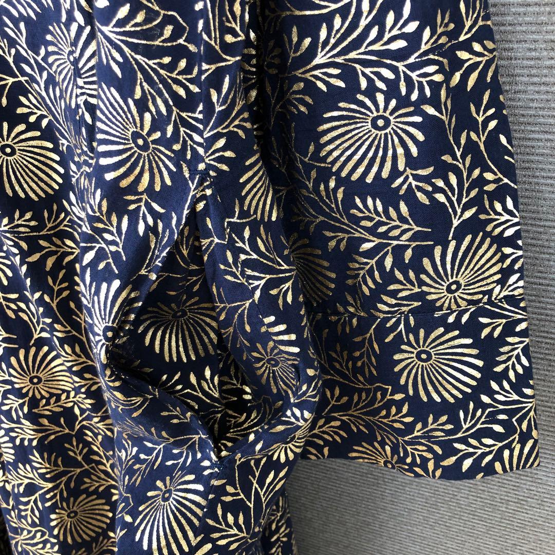 ヌキテパ Foil Flower Print Panel Dress ゴールド