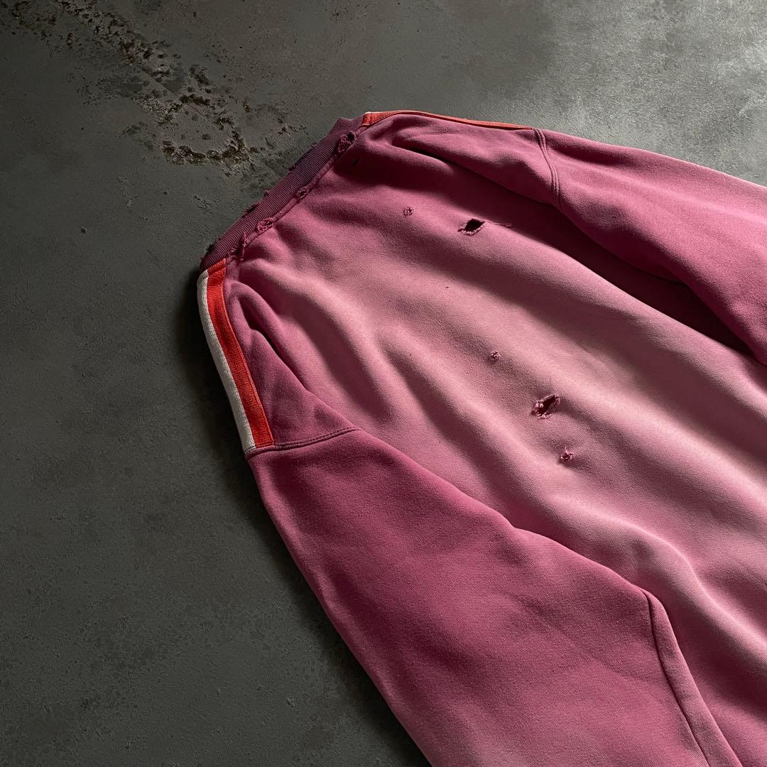 80's adidas“万国旗”刺繍ロゴ”肉厚“鬼フェード“Boro sweat