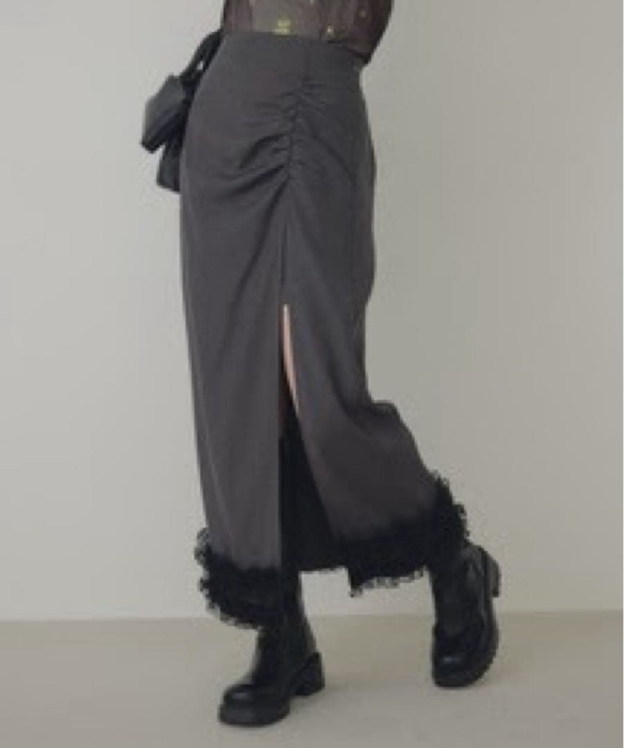 【スカートセット】【匿名発送】ECREL ドットチュールフリルブラウス