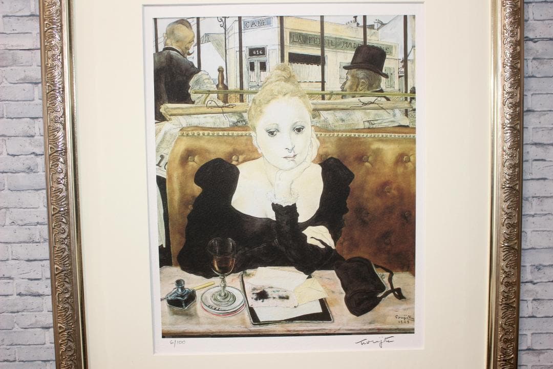 藤田嗣治 エスタンプリトグラフ「カフェ」 100部限定 6/100