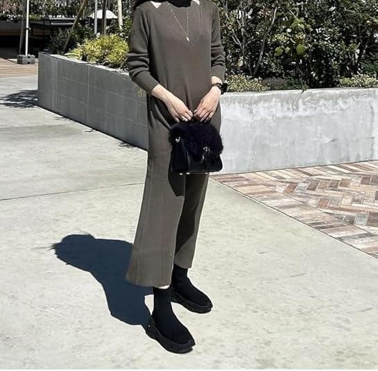 ＋diana ニットソックススニーカーブーツ ショートブーツ 黒 24.5