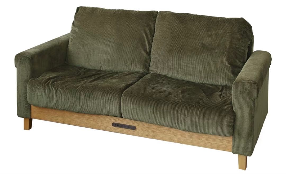 RASIC ソファ　コーデュロイ　グリーン　3人がけ