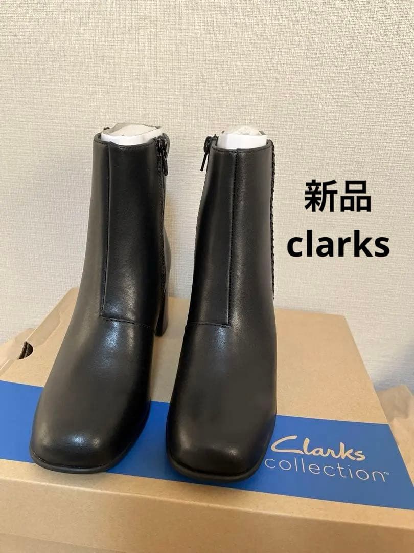 clarks新品クラークスアンクルブーツショット　ブーツブラックレザー　UK4