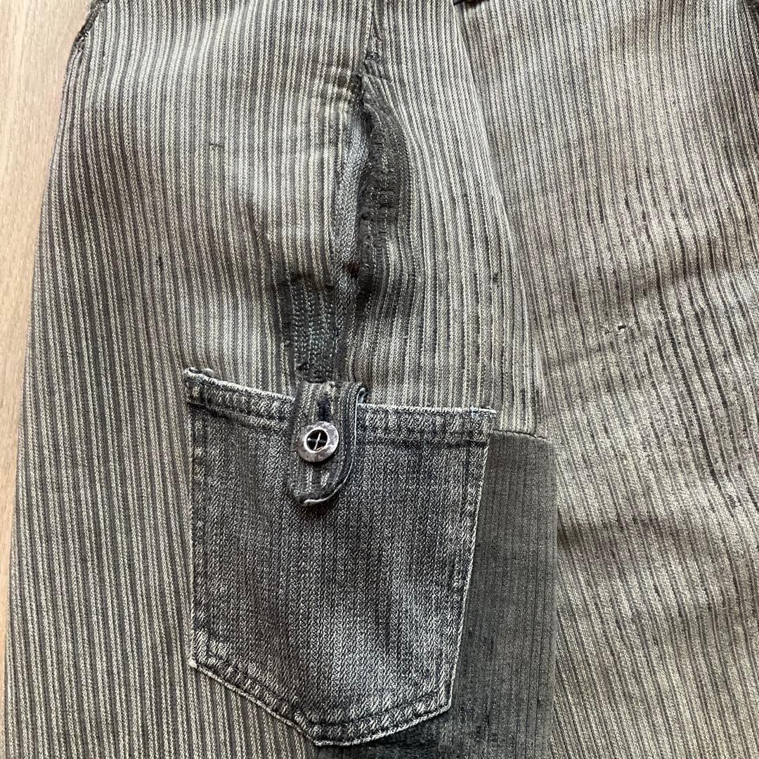 フランス　ビンテージ　ファーマーズパンツ　ストライプ　軍　m47 モールスキン