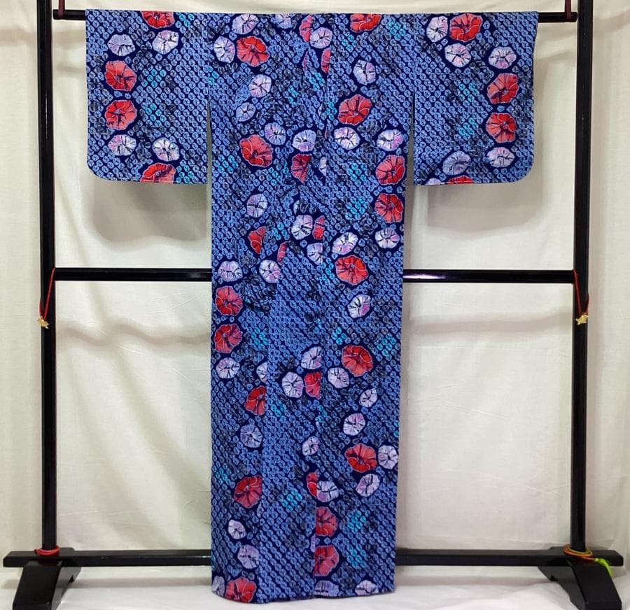 値下げ‼️ 206　中古品　綿　総絞り　ゆかた　有松鳴海絞り　手縫い　浴衣