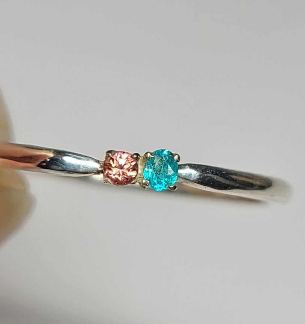 ★ブラジルバターリャパライバトルマリン&パパラチアサファイア10KリングSV★