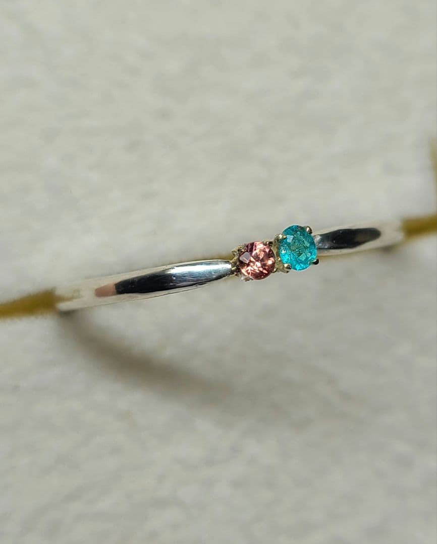 ★ブラジルバターリャパライバトルマリン&パパラチアサファイア10KリングSV★