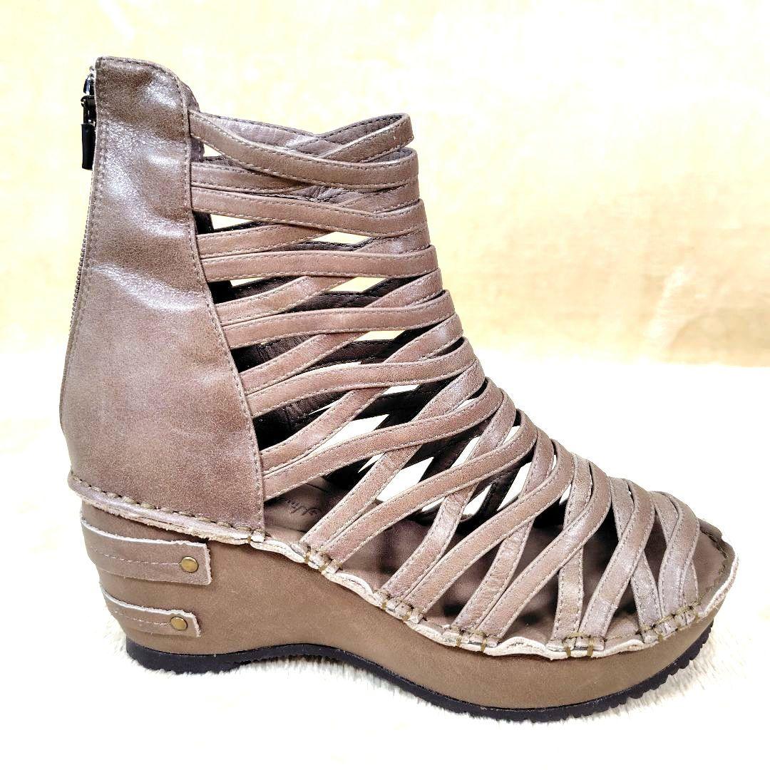 ヒナデイグリーン ブーティサンダル グラディエーター バックジップ 24cm