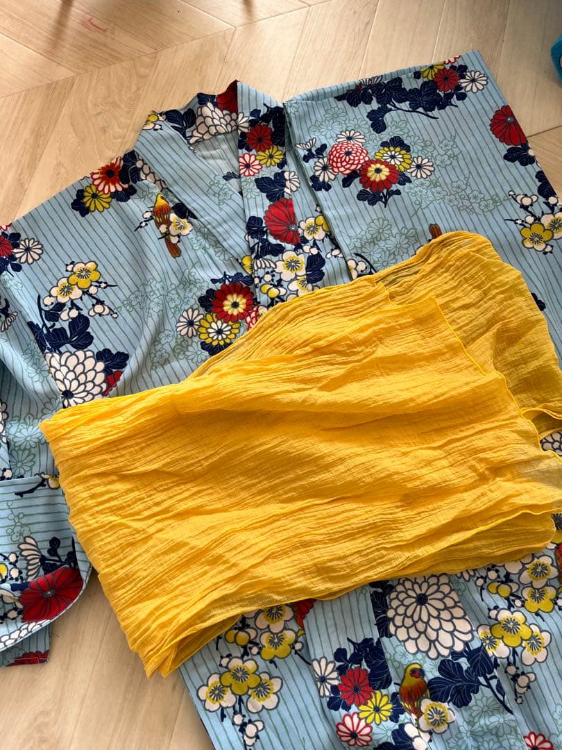 【新品・試着のみ】ふりふ浴衣「パパゲーノ」・兵児帯(中古)セット