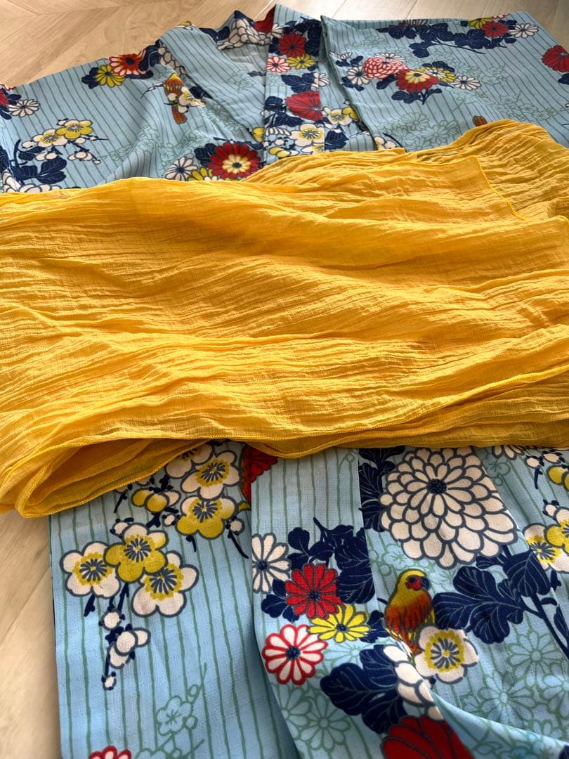 【新品・試着のみ】ふりふ浴衣「パパゲーノ」・兵児帯(中古)セット