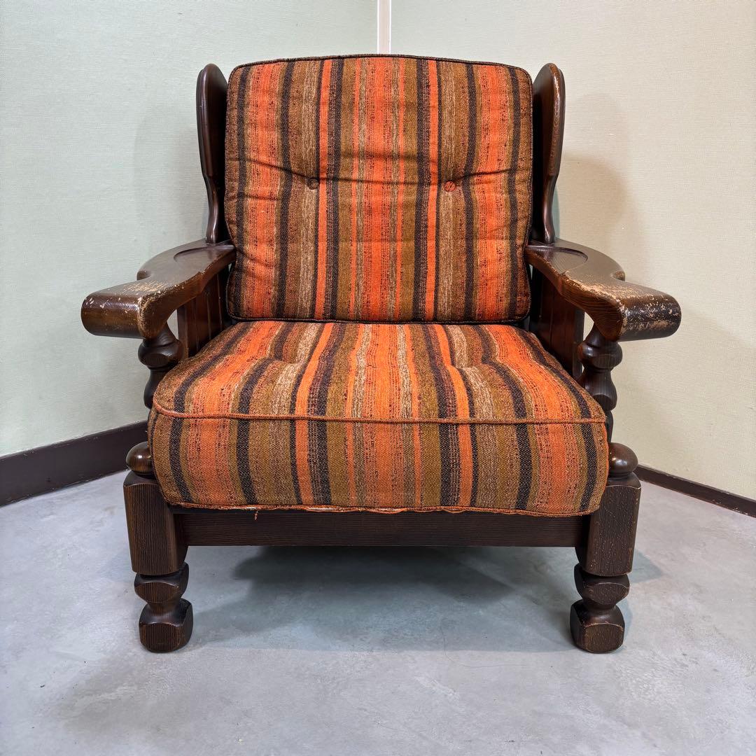 【オールドカリモク】 / 1人掛けソファ 　木製アームチェア