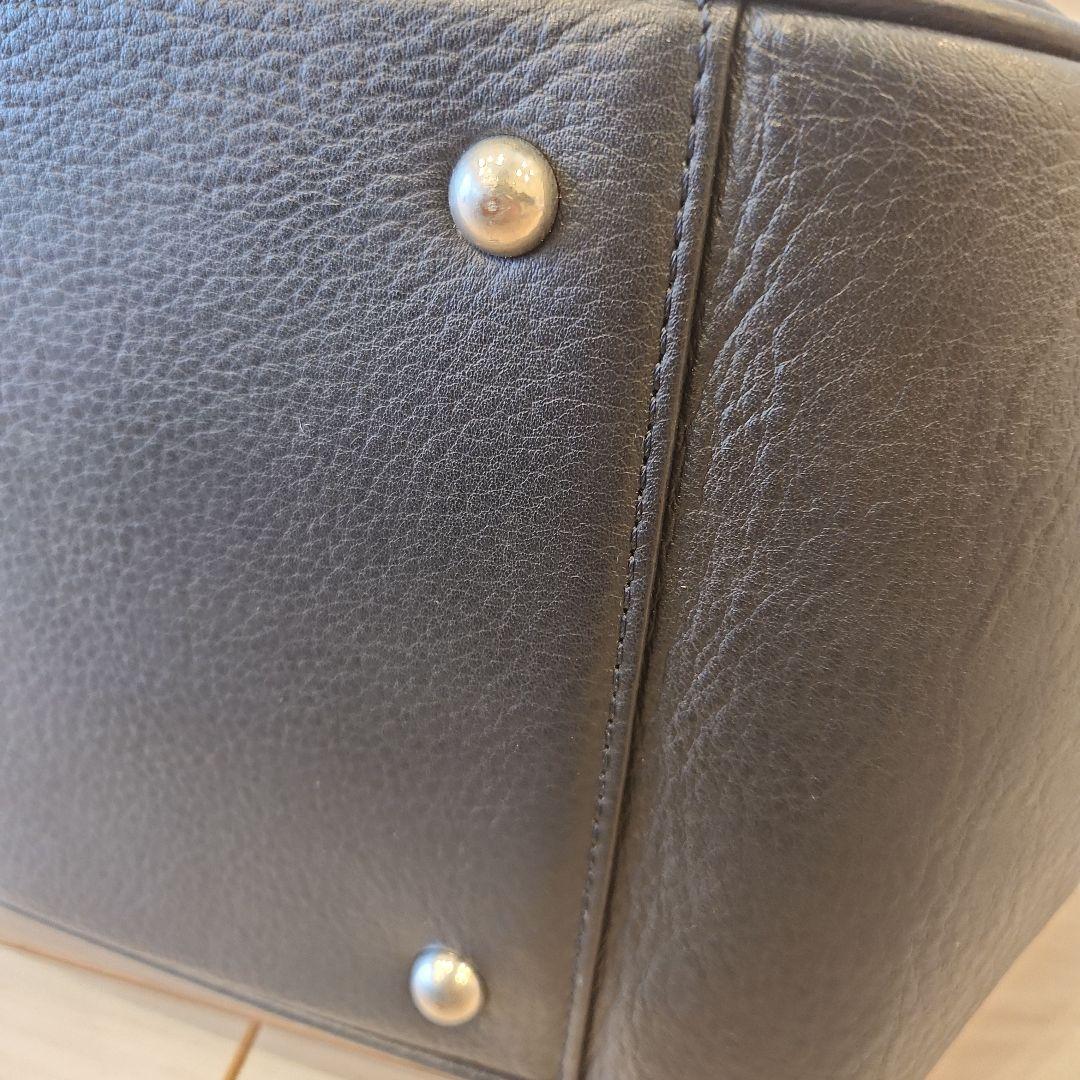 美品 PELLE MORBIDA 被せ付ボストン　ネイビー