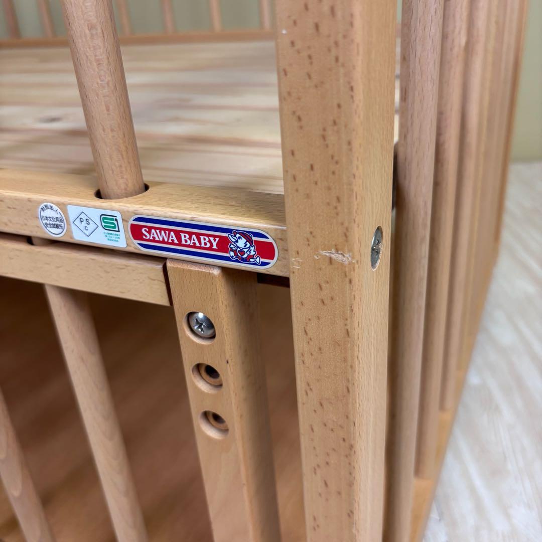 ☆すのこ床板☆美品☆　日本製　サワベビー　デュアルスライドベッド　ティアラDX