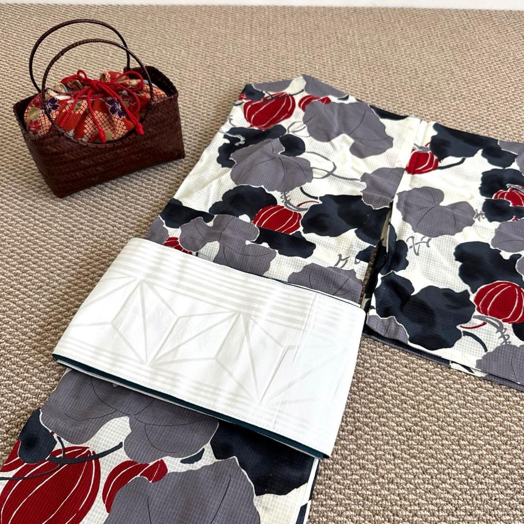 【最終値下げ❣️】UNSODO 芸艸堂 ほおずき柄 浴衣とリバーシブル帯セット