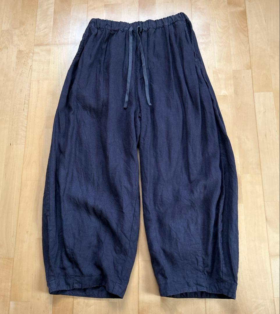 ネストローブ2023AW 起毛リネンコクーンパンツ　インクブラック