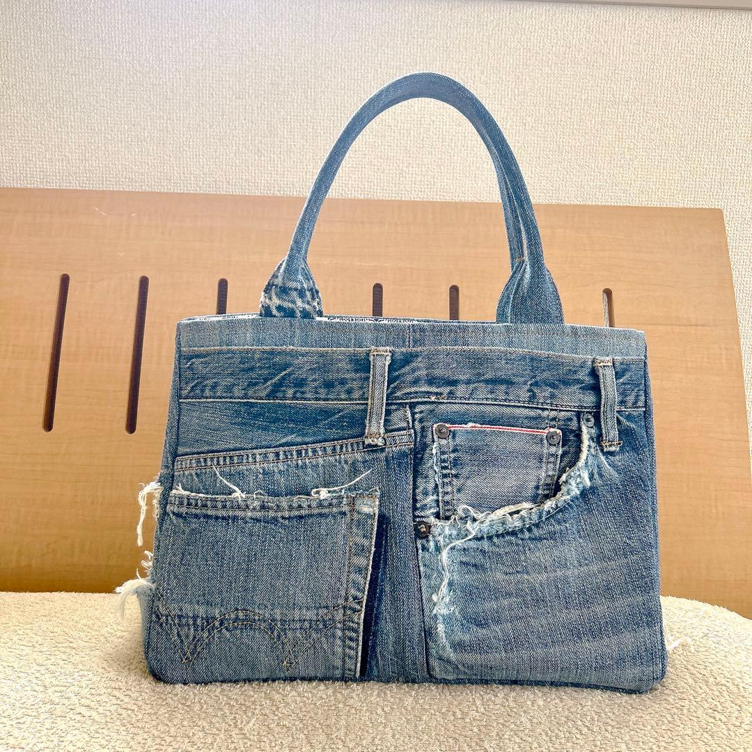 ♡お値下げします♡さまオーダー。サイドボタンデニムリメイクトートバッグ、他一点