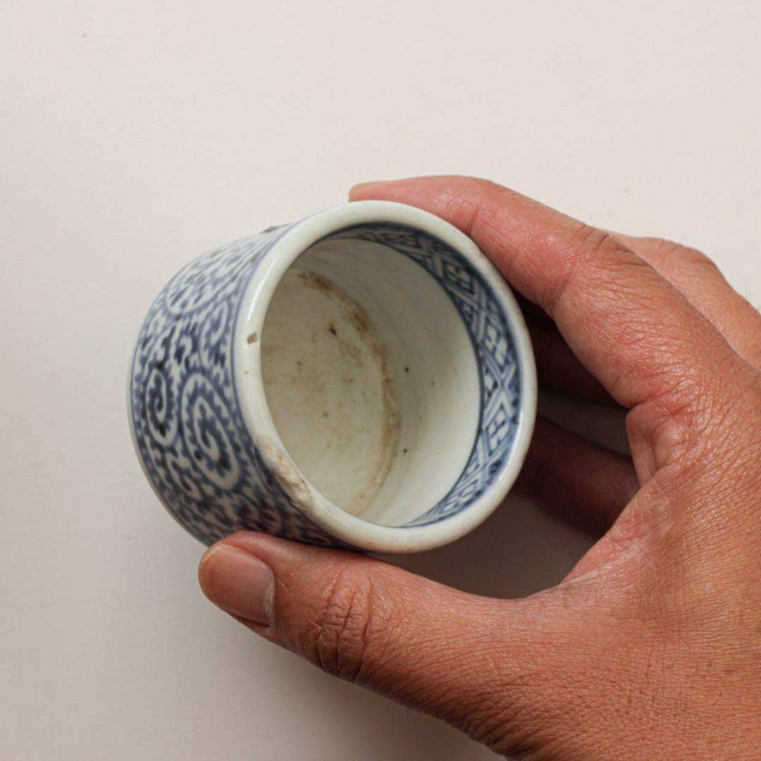 古伊万里　伊万里　江戸　中期　蛸唐草文　三足　香炉　染付