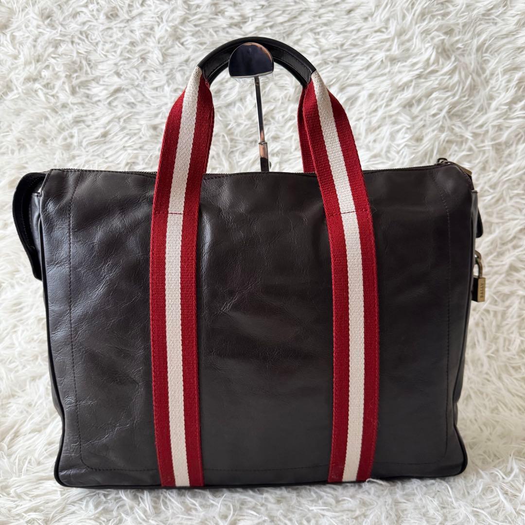 【バリー】トートバッグ　ビジネスバッグ レザー　ダークブラウン 鍵付き　A4