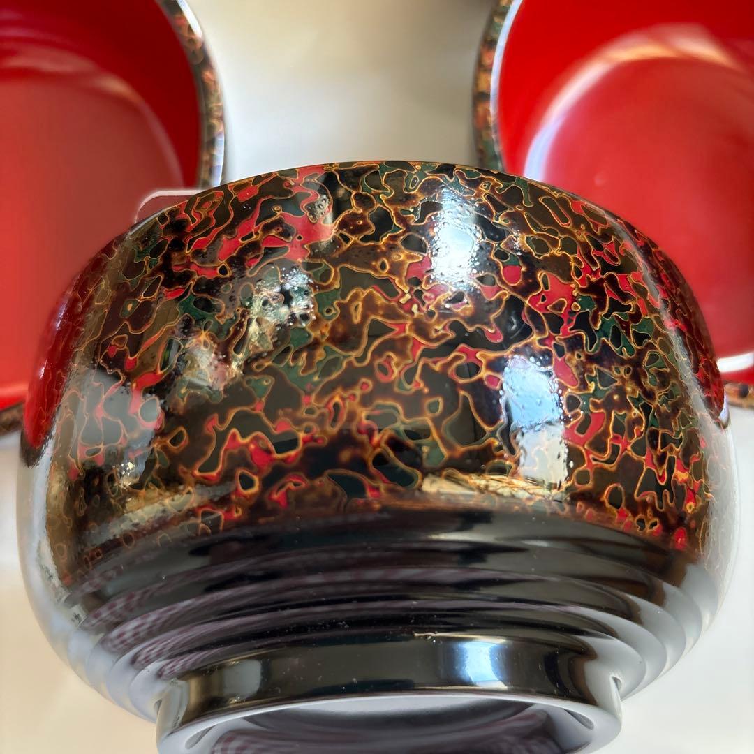 蔵出し！✴︎希少・唐塗り・津軽塗 どんぶり・未使用5個セット　✴︎