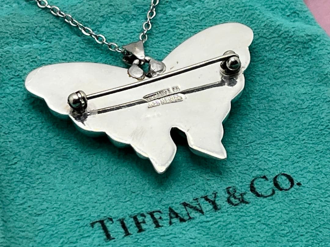 h294 オールド　ティファニー　バタフライ　ブローチ　ネックレストップ　925