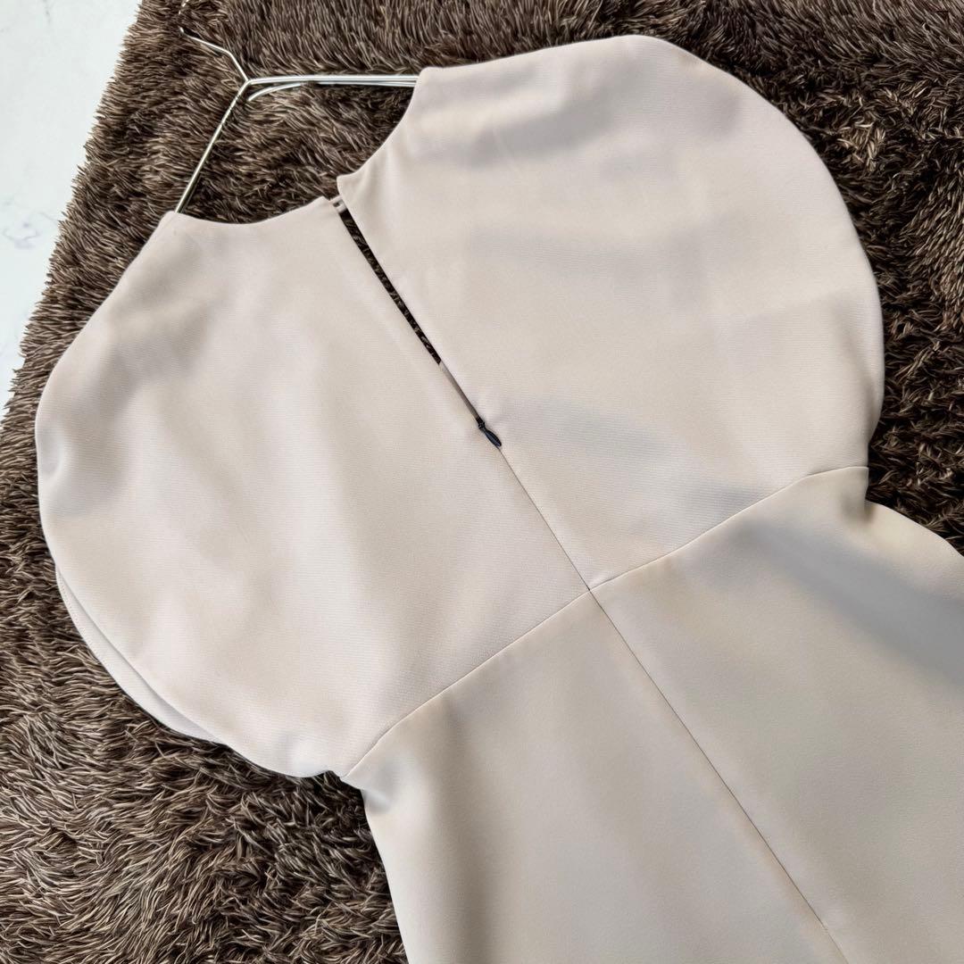 ヨーコチャン ワンピース Vネック ラウンドスリーブ 切替 ドレス 膝丈 38