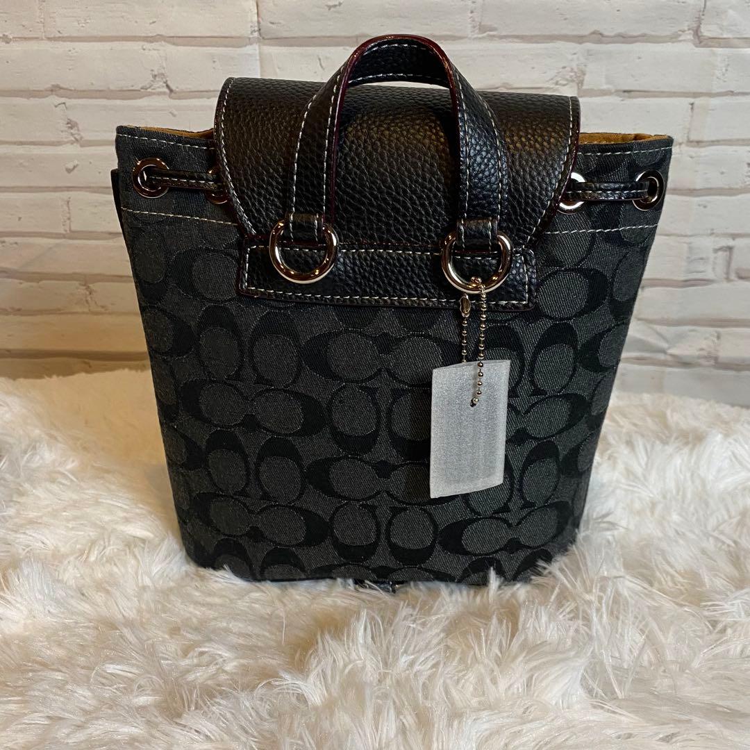 【新品・未使用】 COACH シグネチャー バケットバッグ 黒　ブラック