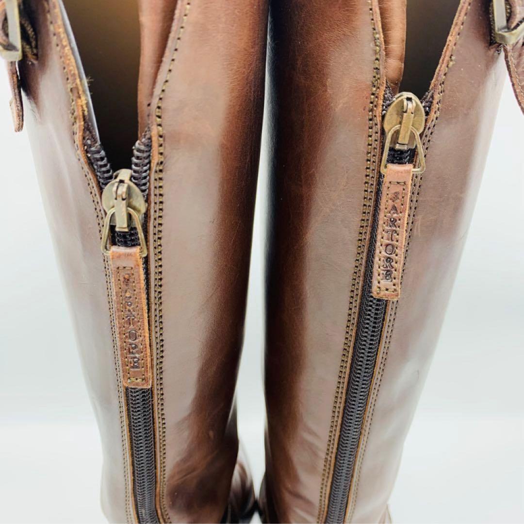 美品　SARTORE サルトル　ジョッキーブーツ　シングルベルト　ブラウン