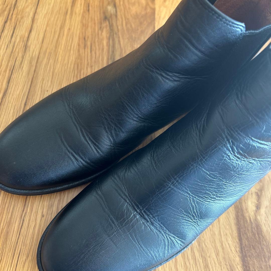 マーガレットハウエル アイデア　 レザー　サイドゴアショートブーツ ブラック