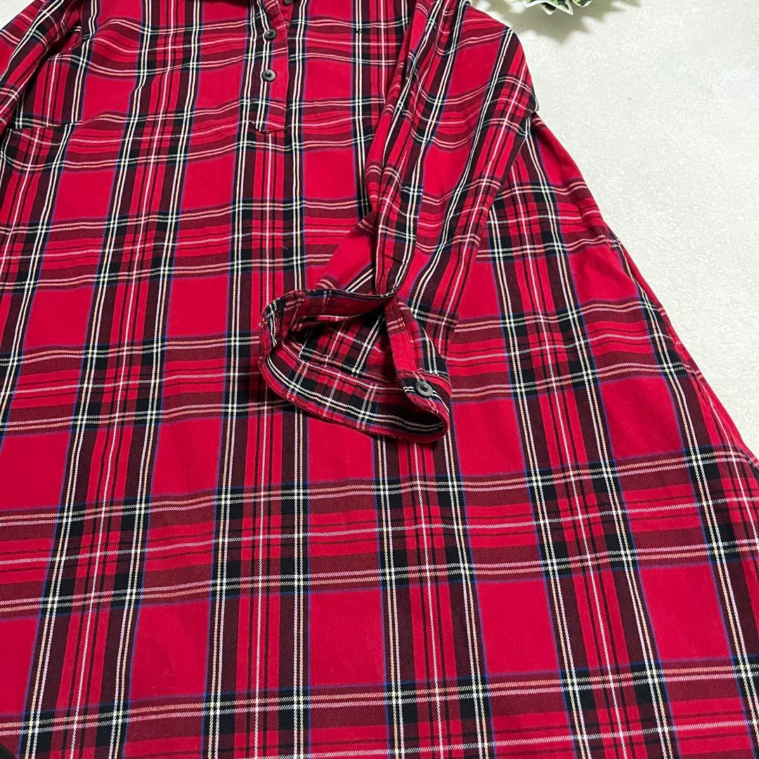 サニークラウズ ponさんのタータンワンピース チェック シャツワンピース　L