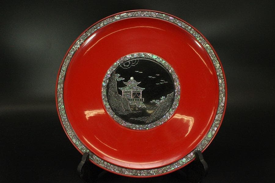 螺鈿細工 皿 飾り皿 盆 大判(メ1548)