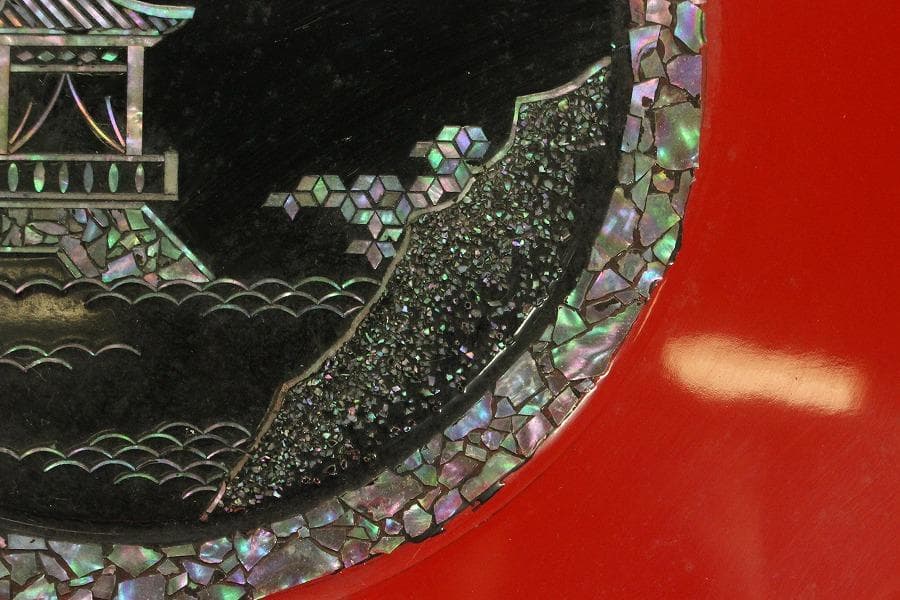 螺鈿細工 皿 飾り皿 盆 大判(メ1548)