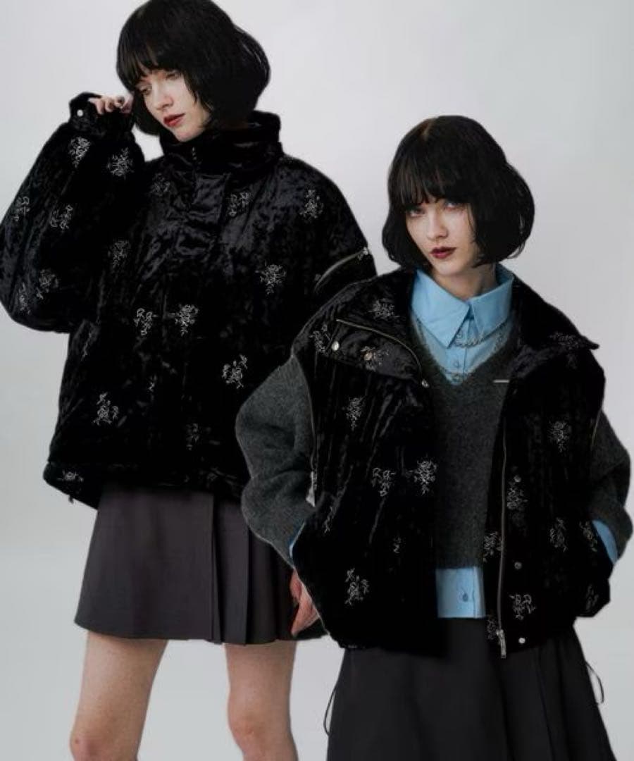 HARE 2WAYエアサーマルジャガードブルゾン　ブラック×ベロア