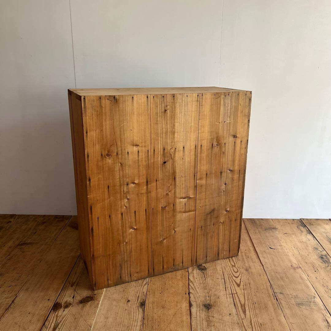 アンティーク ガラス戸棚 水屋箪笥 水屋 食器棚 無塗装 無垢材 キャビネット