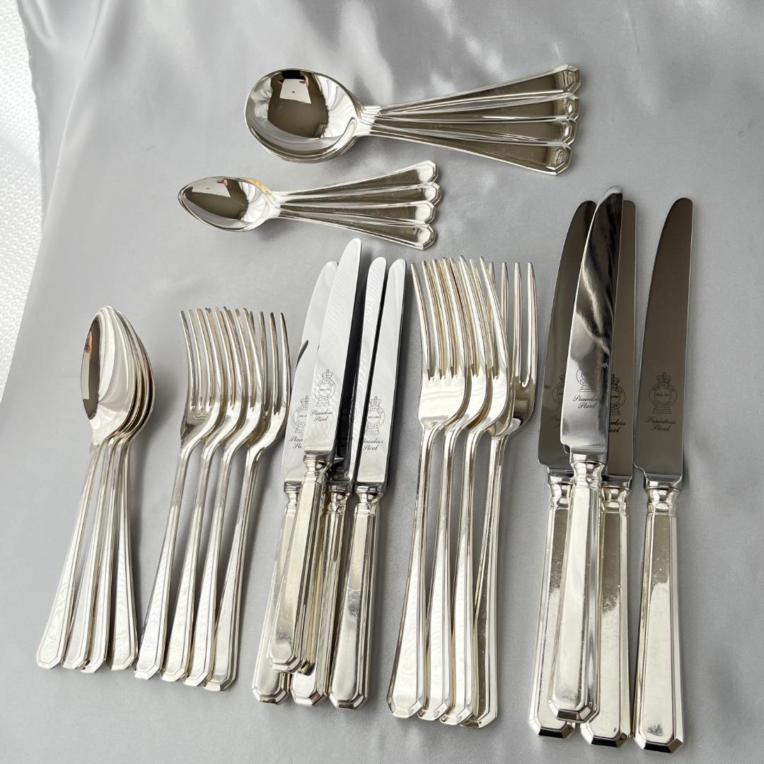 【英国】 アールデコ ディナーセット 4名用28本組 A1プレート