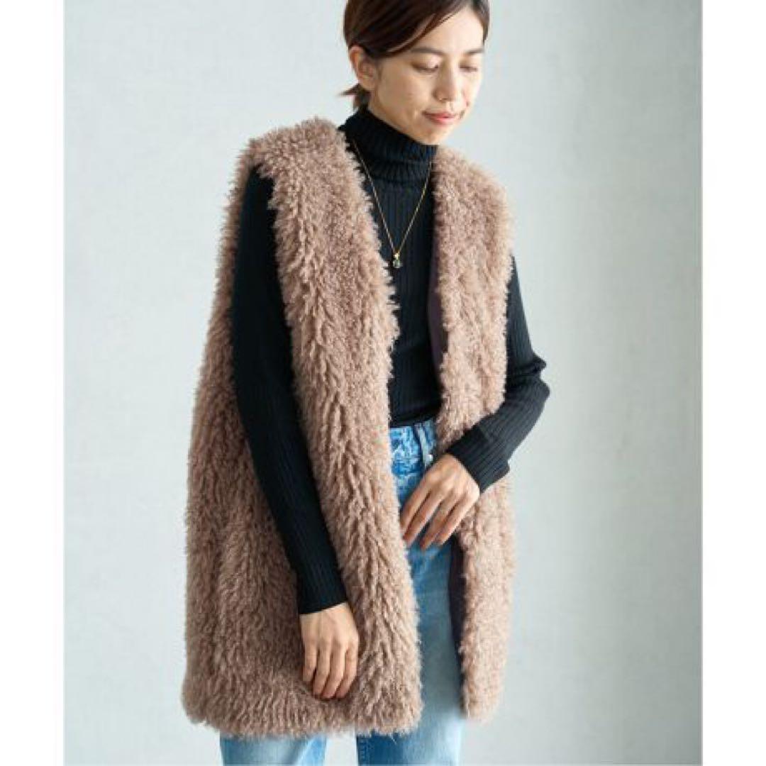 IENA カーリーファージレ　ベージュ　フリー