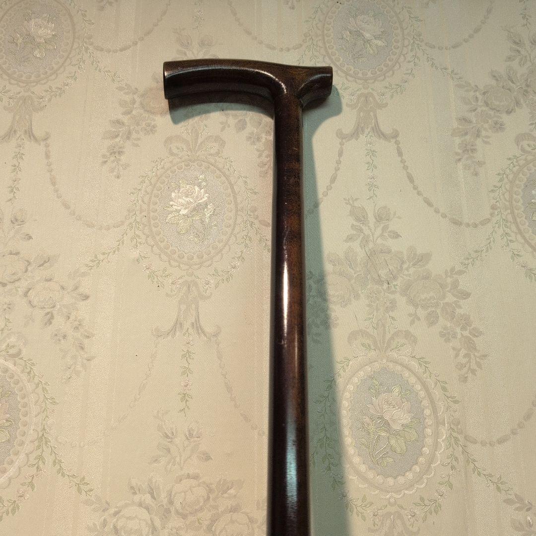 英国製 ヴィンテージ 木製 ダークブラウン杖 L字型ハンドル