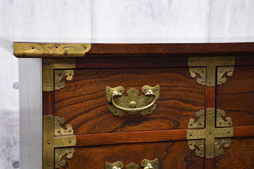 EFK20 李朝様式 5段 整理箪笥 チェスト 装飾金具 引出し 抽斗 李朝箪笥