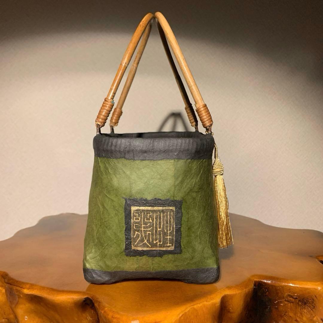 な*お様 ＊一閑張りバッグ（龍神）柿渋染