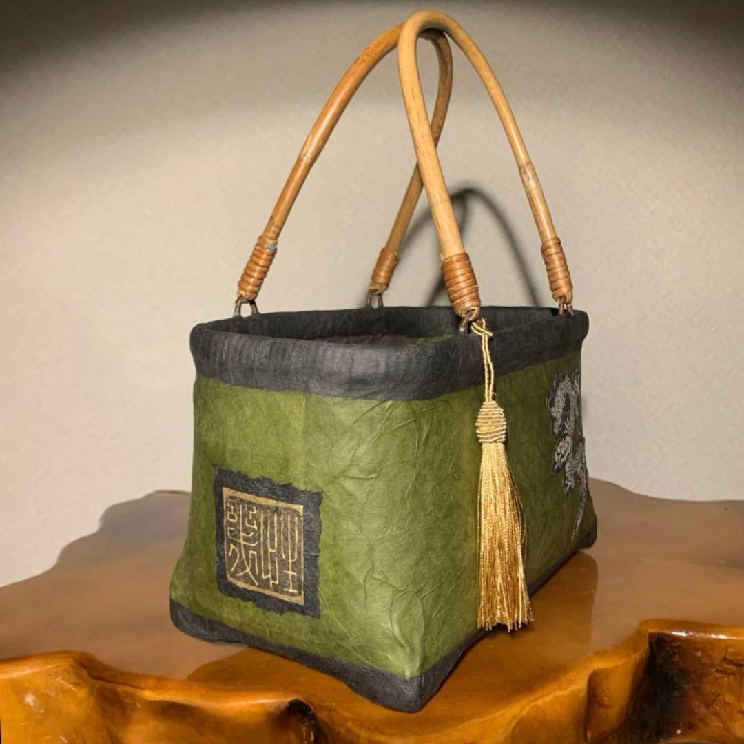 な*お様 ＊一閑張りバッグ（龍神）柿渋染