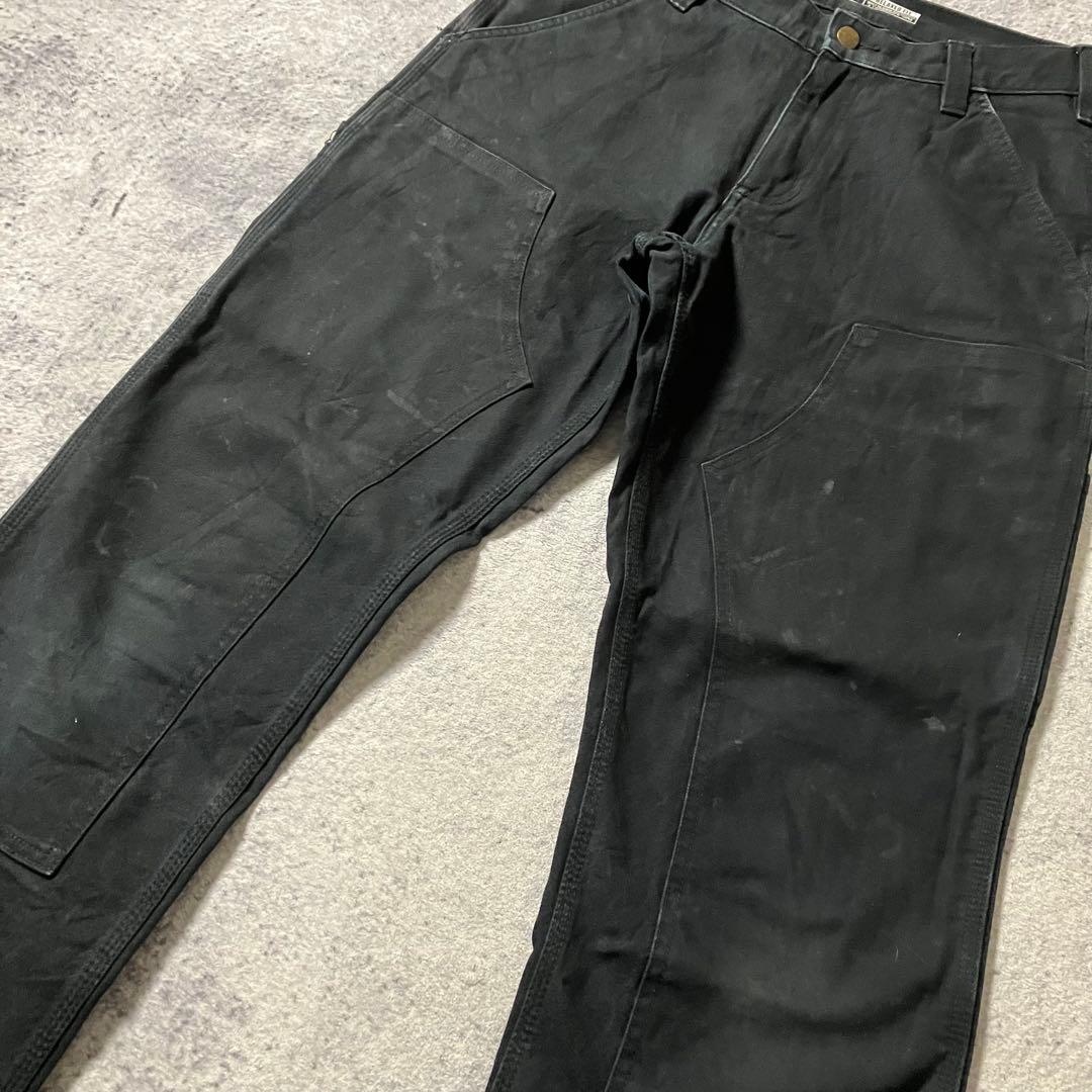 Carharttダブルニー30×30BN3334カーハートブラックワークパンツ黒