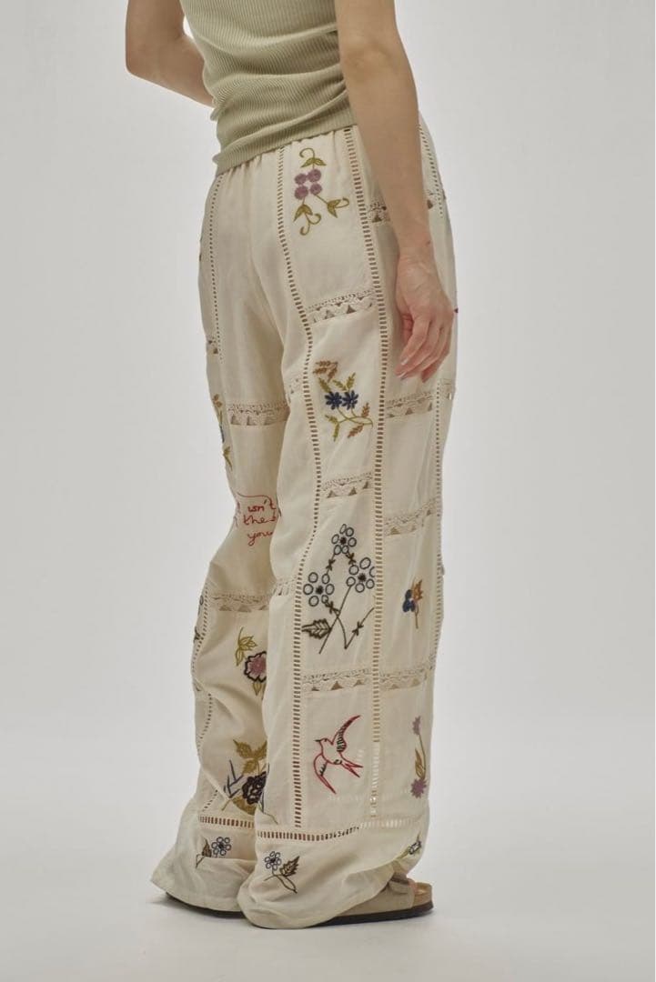 tomo　Embroidery Patchwork Trousers