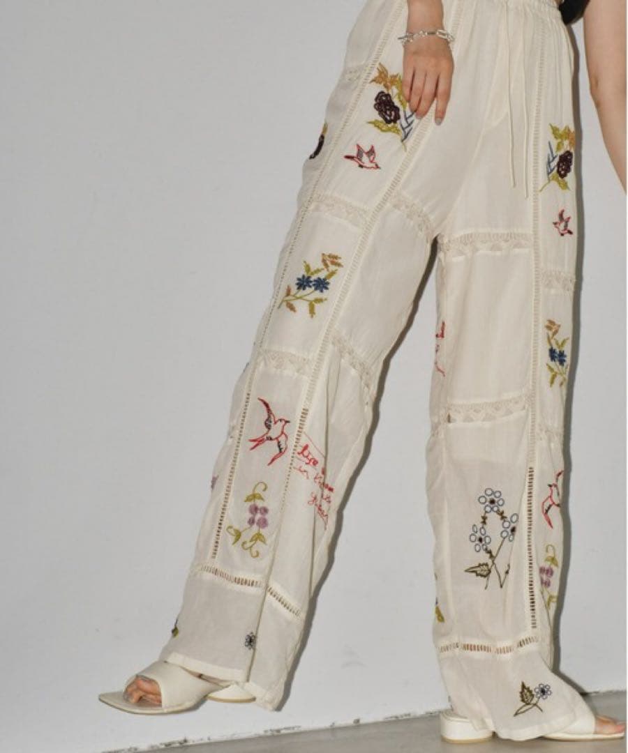 tomo　Embroidery Patchwork Trousers