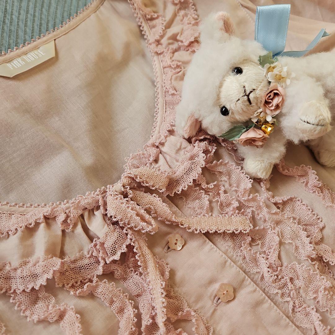 ★ピンクハウス★❤️阪神限定被せ段々ミディワンピース✨ピンク✨綿ローン