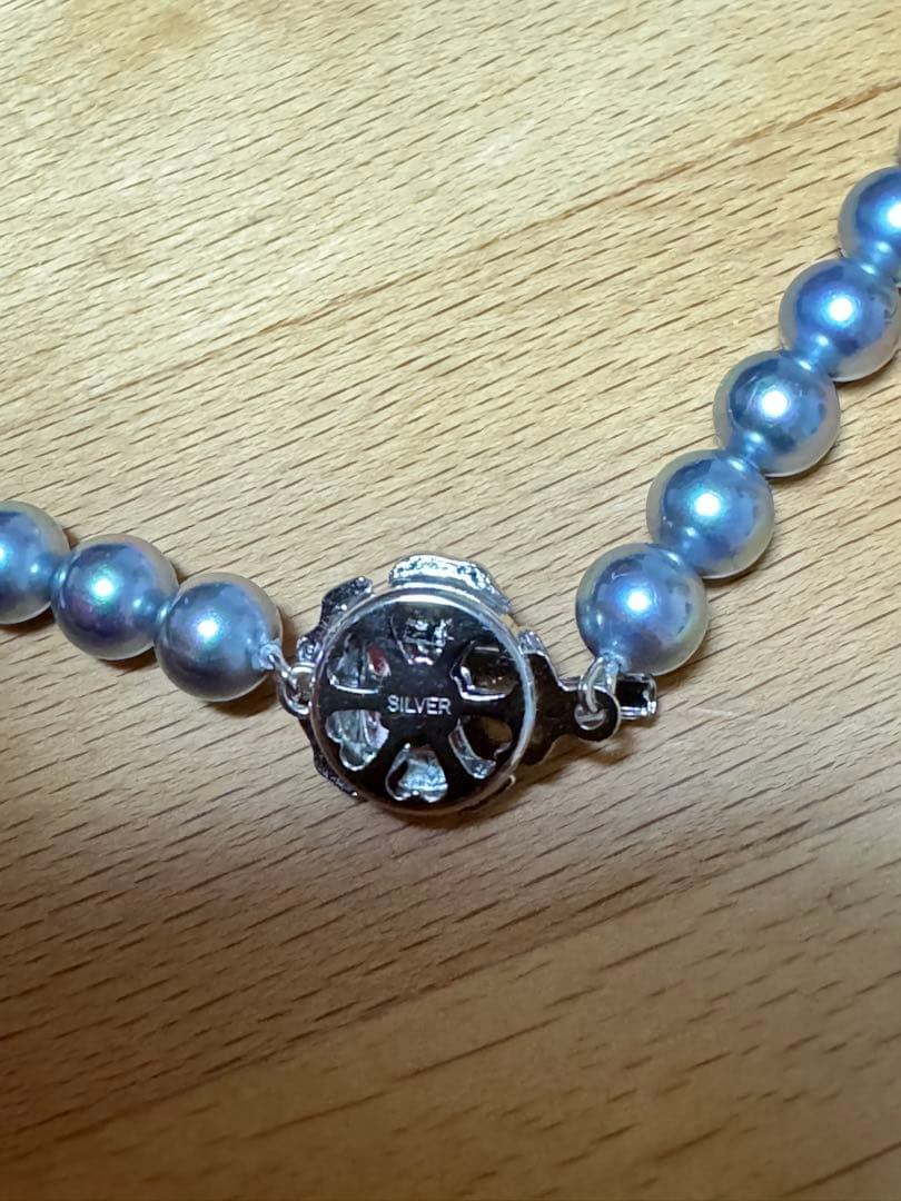 黒 パール ネックレス シルバー留め具