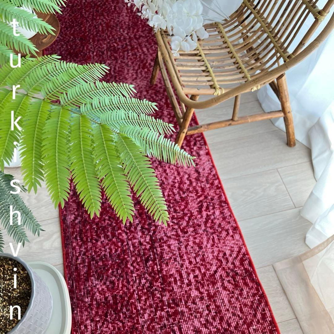 オーバーダイ✳︎50×210✳︎クリスマスレッド　ロング　トルコヴィンテージラグ